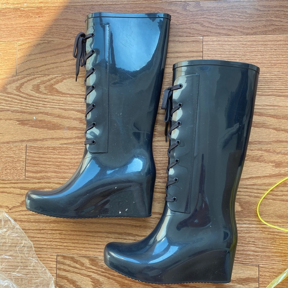 YSL heeled rain boots